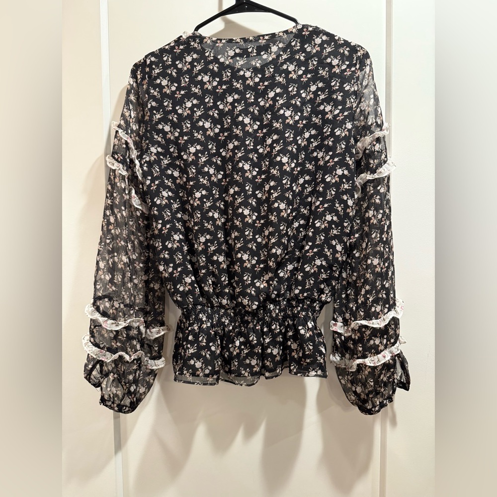 Lauren Ralph Lauren Aindrea Womens Ruffles Smocked Blouse Size SP - Picture 5 of 13